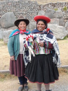 Locals posing for a picture at the Inca ruin Sacsayhuaman.